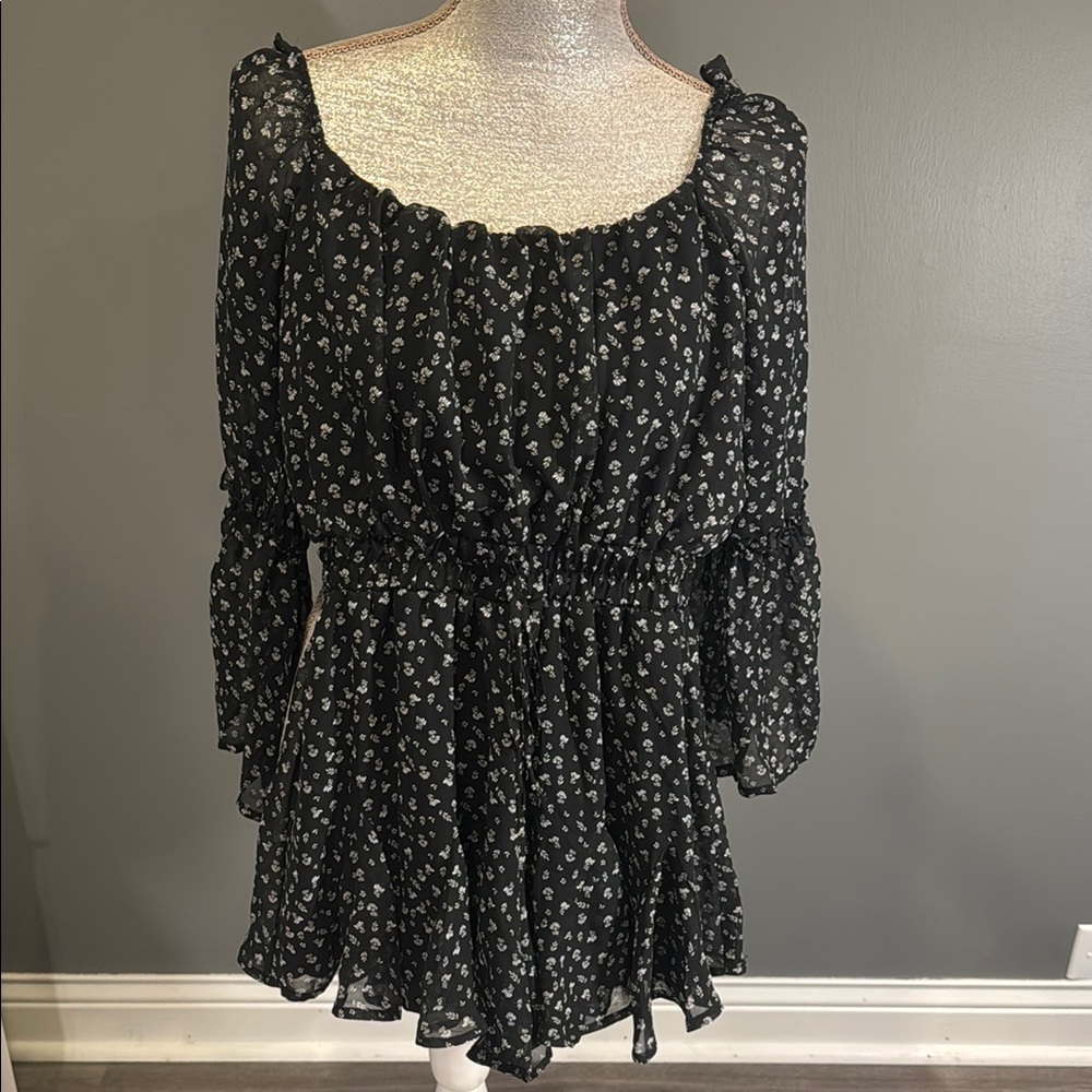 Floral Black Romper